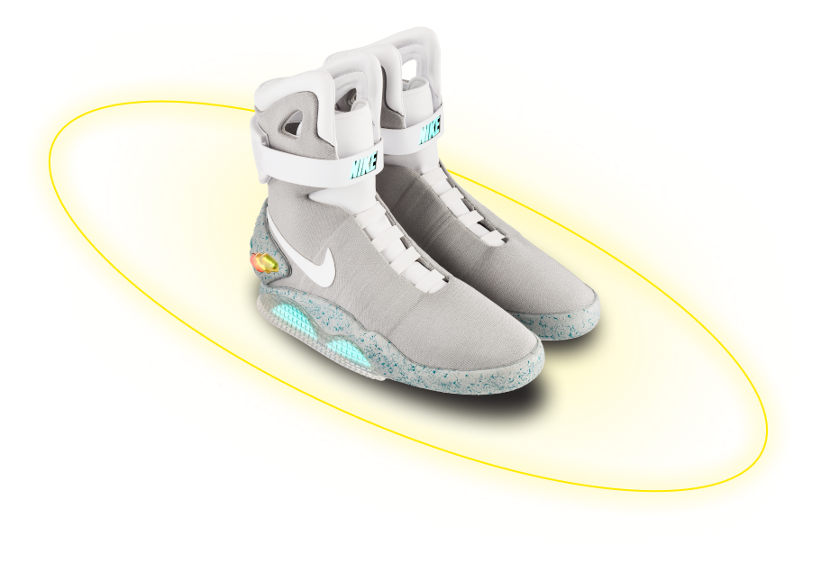  Кроссовки Nike air mag с жёлтым кольцом вокруг 